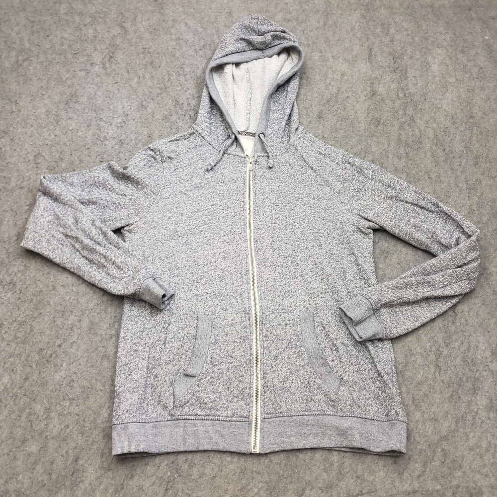ROXY Sweater Womens Large Gray Full Zip Hooded‎ Surf Surfing Sweatshirt Ladies